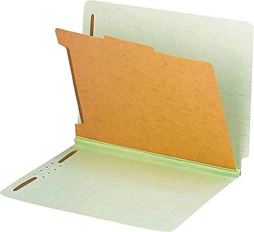 Pendaflex Pressboard End-Tab Classification Folders, Legal Size, 2 Dividers, 2.5" Expansion, Light Green, 10/BX (23324)
