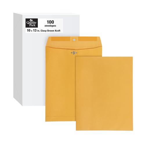 10 x 13 Clasp Envelopes with Gummed Closure - Kraft Paper Office Mailers, 100 Pack