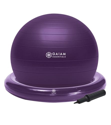 Gaiam Essentials Purple Balance Ball Chair & Exercise Kit with Base & Pump
