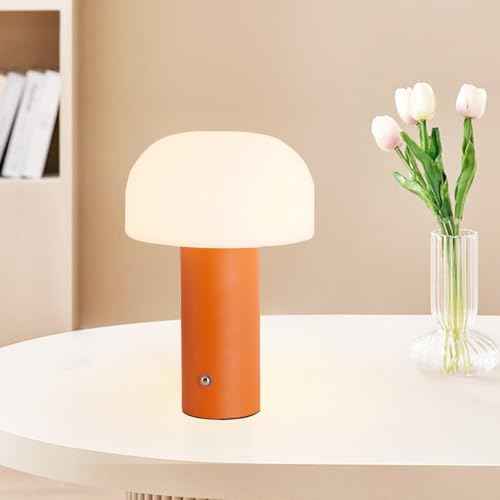 Dimmable USB Charging Mushroom Lamp, Touch Light, Desktop Bedside, Eye Protection, Office Study Desk Lamp (Orange Mushroom lamp)