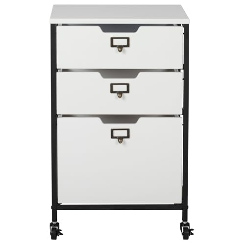Sew Ready Charcoal/White 27" H 3-Drawer Mobile Storage Organizer Cart for Bathroom, Kitchen, Crafts, Home Office or Laundry Rooms
