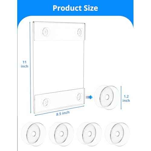 NIUBEE Acrylic Window Sign Holder:Glass Door Sign Holder with 4 Suction Cups 8.5x11 Inch--Window Mount for Displaying Flyers, Notices, Documents and Menus, for Office, Store, Home, Restaurant Use (12 Pack)