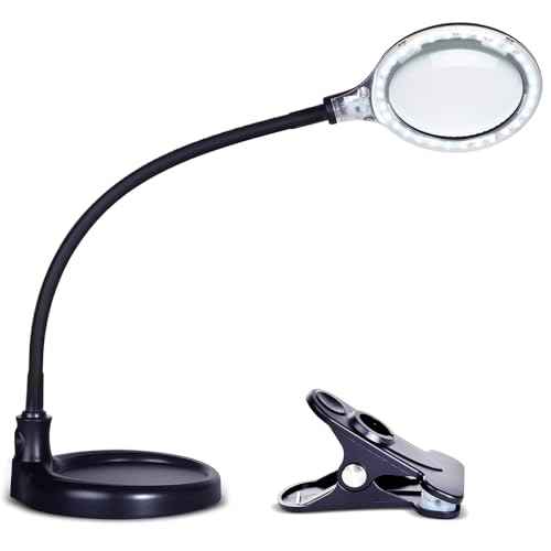 Brightech LightView Pro Flex 2 in 1 Magnifying Desk Lamp, 2.25x Light Magnifier, Adjustable Magnifying Glass with Light for Crafts, Reading, Close Work