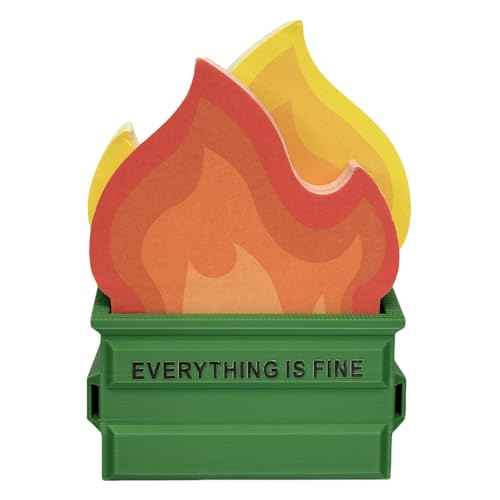 Garbage Can Fire Sticky Notes Office Supplies Flame Notepads Desk Accessories Funny White Elephant Gifts for Coworker Boss Teacher Women Men Adult 300 Sheets