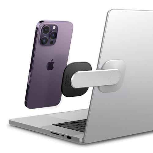 Spigen for MagSafe Mount, Compatible with iPhone 17/16/15/14/13/12, Pixel 10/Pro/Pro XL/Fold, Pixelsnap, AirPods Pro 3/2/1, AirPods 4/3 Magnetic Mounting on Laptops/Monitors - Silver (S312)