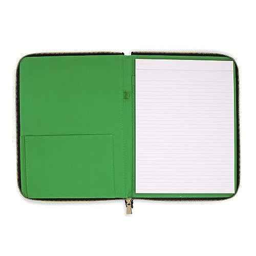 Kate Spade New York Vegan Leather Padfolio, Zipper Portfolio with 8.5" x 11" Writing Pad, Document Organizer for Business, Modern Leopard