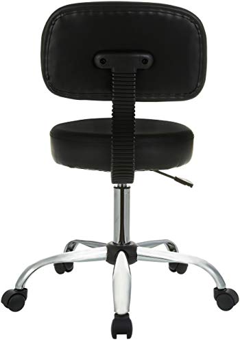 Amazon Basics Drafting Stool with Back Support, Upholstered, 360° Swivel, Black