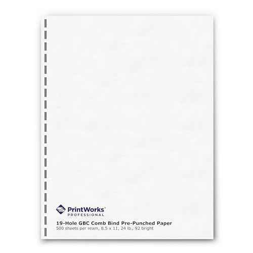 PrintWorks Professional GBC 19 Hole Comb Binding Pre-Punched Paper - Book Binding Printer Paper - Made in the USA - 500 Sheets - 8.5" x 11" - 24 lb - 92 Bright White (04329)