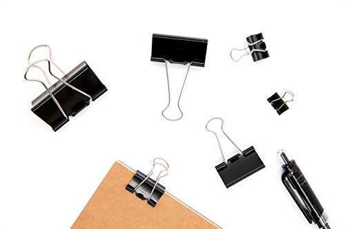 DSTELIN Assorted Binder Clips 6 Sizes Pack of 100 – Heavy Duty Paper Clamps for Office & School