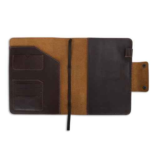 Rustic Leather Journal Cover for XL Hardcover Sketchbooks (7.5 x 9.75 in) - Handcrafted, Refillable Protector with Dual Button, Perfect for Artists, Writers, and Professionals (Brown)