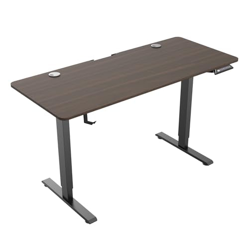 Electric Height Adjustable Stand up Desk Home Office Ergonomic Computer Workstation (Rustic Brown, 55inch)