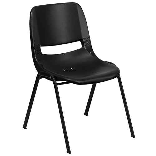 Flash Furniture HERCULES Series 440 lb. Capacity Kid's Black Ergonomic Shell Stack Chair with Black Frame and 12" Seat Height (17"D x 13.88"W x 22"H), Set of 1