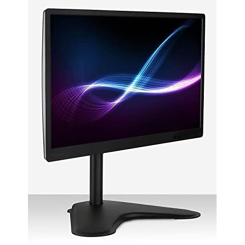 Mount-It! Single Monitor Stand, Freestanding Desk Mount for 21.5-32 Inch Screens, VESA Compatible Desk Stand with Height Adjustable, Tilt, Swivel, and Rotation Features, Sturdy Base Supports 17.6 lbs