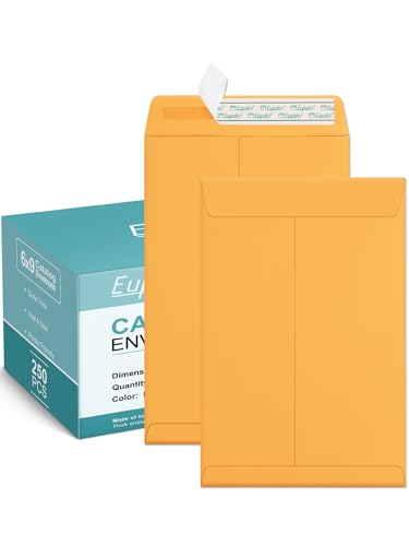 Eupako 6x9 Inches Brown Self-Sealing Catalog Envelopes, Pack of 250
