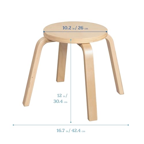 ECR4Kids Bentwood Stackable Stools 12in Seat Height - Natural, 6-Piece