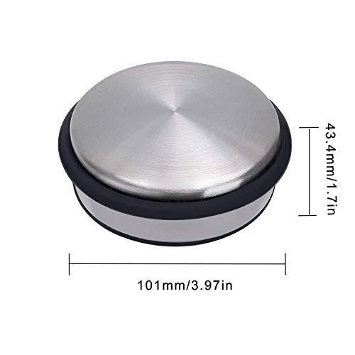 KINJOEK 3 Packs Heavy Duty No Drill Door Stopper, Stainless Steel Door Stop, Surrounded with Protective Rubber Bands Anti-Slip Door Wedge for Office, Home, Garage, Laundry Door