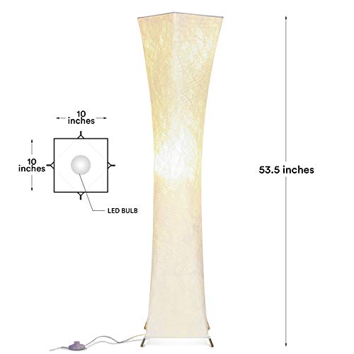 Brightech Harmony Contemporary Lamp for Boho Living Rooms & Offices, LED Floor Lamp for Bedrooms, Tall Lamp with Heavy Base, Mid-Century Modern Standing Lamp for Great Living Room D?cor ? White Shade