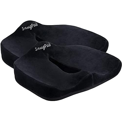 SnugPad Premium Memory Foam Seat Cushion, for Sciatica Tailbone Back Pain Relief, Posture Correction. Orthopedic Sitting Pillows for Office Chair, Car, Truck, Wheelchair with Non-Slip Bottom (2Pk)