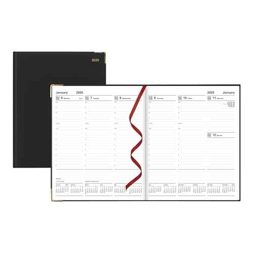 Letts of London Roma 2025 Weekly Planner, 12 Months, January to December, Italian Leather, Quarto Size, 10.25" x 8.25", English, Black (C33YIBK-25)