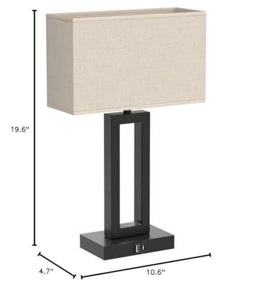 Seealle Bedroom Lamps for Night Stands - Touch Control, 3 Way Dimmable, USB C+A Charging, LED Bulbs, Easy Assembly