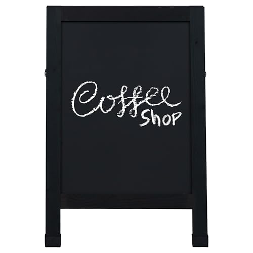 Sunnydaze Magnetic A-Frame Chalkboard Sign - Double-Sided Chalk Sandwich Board Sidewalk Sign - 30" x 20" - Black
