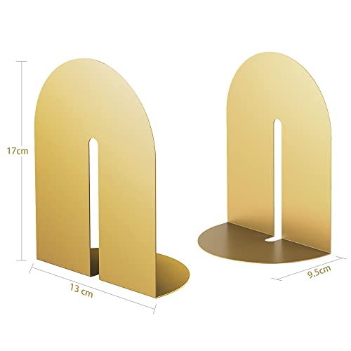 Ondeam Gold Bookends for Books - Elegant Metal Book Holders for Office & Home Decor, 1 Pair, Gift for Adults & Kids