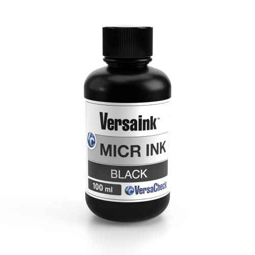 VersaInk-Nano Black MICR Ink -100ml ? Magnetic Ink for Check Printers and All-in-One Inkjets, MICR Black (VIMB1S-6512)