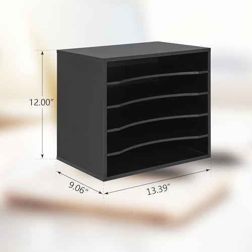 EMERIT Paper Organzier Wood Desktop Organizer Storage Letter Tray File Sorter with Adjustable Shelves for Home Office