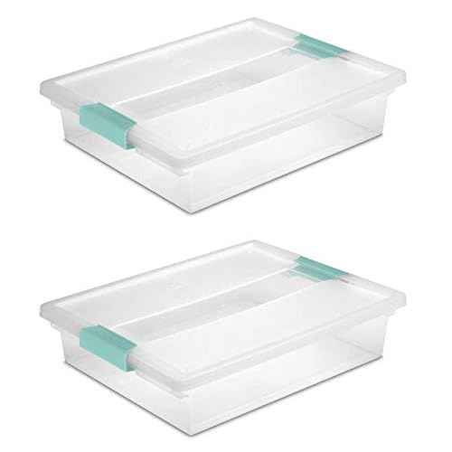 STERILITE 19638606 Large Clip Box, Clear with Blue Aquarium Latches 2 pieces (Large)