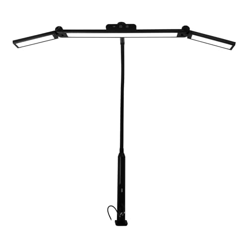 LED Desk Lamps for Home Office 24w LED Desk Light with Stepless Dimming Knob 2 Auxiliary Lights Adjustable Gooseneck Touch Control Clip on Office Lamp for Drafting Study Reading Eye Protection