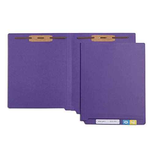 Blue Summit Supplies 50 Full End Tab Purple File Folders With Fasteners, Letter Size, Two Prongs, 50 Pack