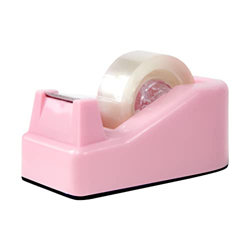 1Pcs Desktop Tape Dispenser with Weighted Nonskid Base, Pink