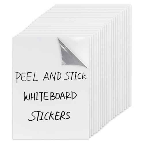 Dry Erase Board Sticker- Whiteboard Stickers-8.3''x11.7'' Removable Dry Erase Sheets- Fridge Dry Erase Paper for Wall/Desk/Refrigerator/Door/Locker/Home/Office/Classroom (White-20 Pcs)