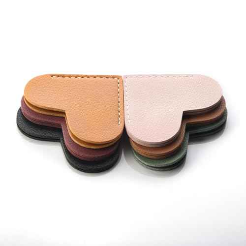 Leather Heart Bookmarks - Winjeto 6 Pieces Cute Corner Page Book Marks for Teachers Students Book Reading Lovers, for School Office Home Supplies (Heart£¨6pcs£©)