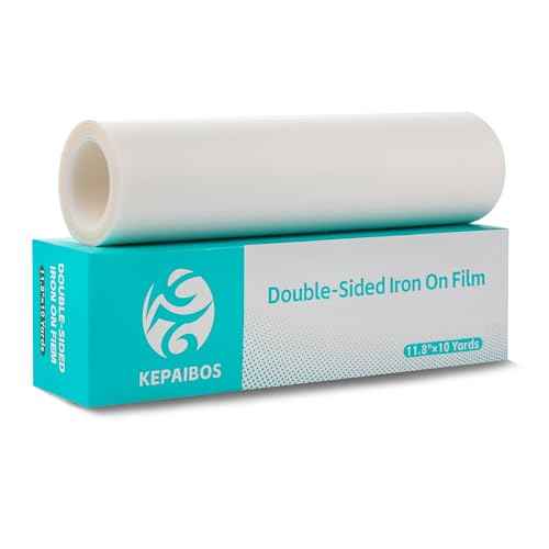 Double-Sided Iron-On Adhesive Film for Sewing & Crafts, 11.8 Inches x 10 Yards, Heavy Duty, Elastic Fusible Interfacing with Backing Paper, Heat Bond Fabric Glue for Applique & Hemming