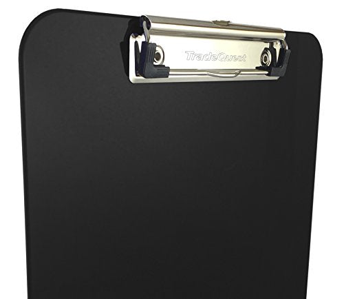 Trade Quest Black Plastic Letter Size Clipboards Pack of 6 - Low Profile, Durable Office & Classroom Boards