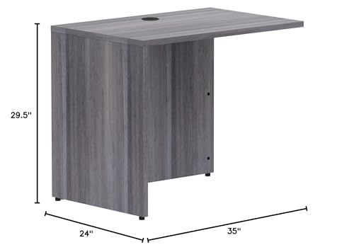 Lorell Return Shell Rectangular 35x24x29.5 in Weathered Charcoal Laminate