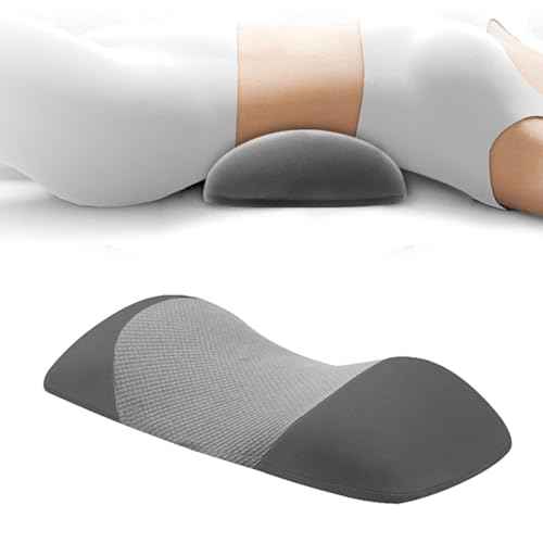 Lumbar Support Pillow, Memory Foam Cushion for Back Pain Relief, Ergonomic Waist Support for Side & Back Sleepers, Removable & Washable Cover, Ideal for Home, Office, and Car (Dark Gray)