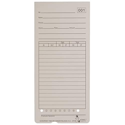 Acroprint 09-9115-000 Time Cards for ATR480 Time Clock, 50 Count(Pack of 1)