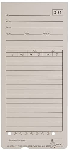 Acroprint Time Cards for ATR480 Time Clock - Pack of 50