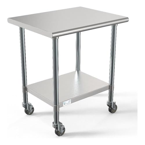 KoolMore 24x30 Stainless Steel Work Table with Under Shelf & Optional Wheels (CT2430-18C) - Heavy Duty