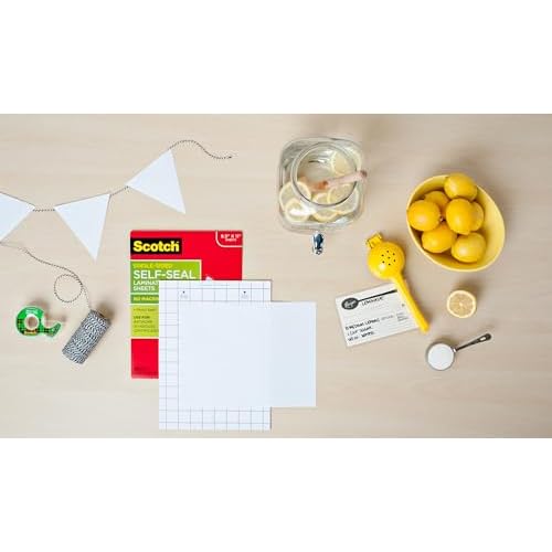 Scotch Self-Seal Laminating Sheets, Letter Size 9 in x 12 in, Single Sided, Pack of 50