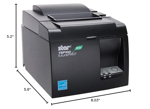 Star MicronicsTSP143IIU GRY US ECO - Monochrome Thermal Receipt Printer - Cutter - USB - Gray - Internal Power Supply and Cable Included