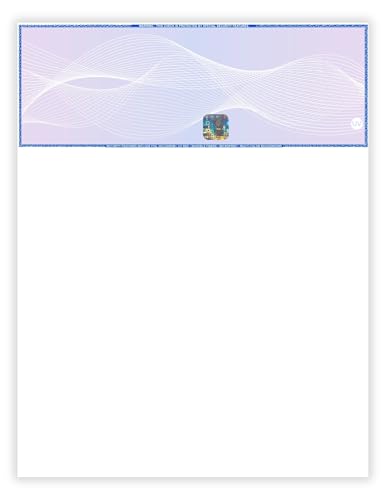 EZ Checks High Security Check Paper 250 Sheets with Hologram & 20 Features - Check at Top, QuickBooks Compatible (Blue/Maroon)