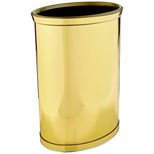 Kraftware Polished Brass Colored Mylar Designer 14¡± Oval Wastebasket for Home & Office