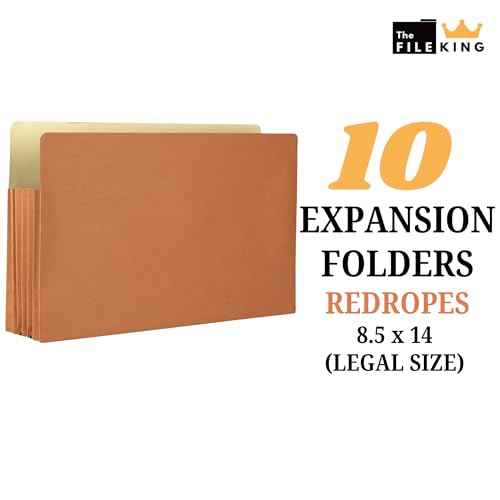The File King Expanding Accordion File Folder - Legal Size | Box of 10 Redropes | 3.5¡± Expansion | Store and Organize Papers | Keep Records in One Place | Save Time Searching
