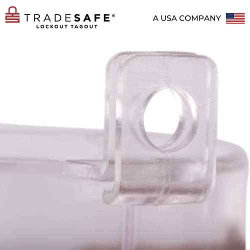 TRADESAFE Emergency Stop Button Cover Lockout - Round Transparent Push Button Switch Cover, 7/8-inch up to 1-1/2 inch Hole Diameter, 3-Piece Push Button Lockout