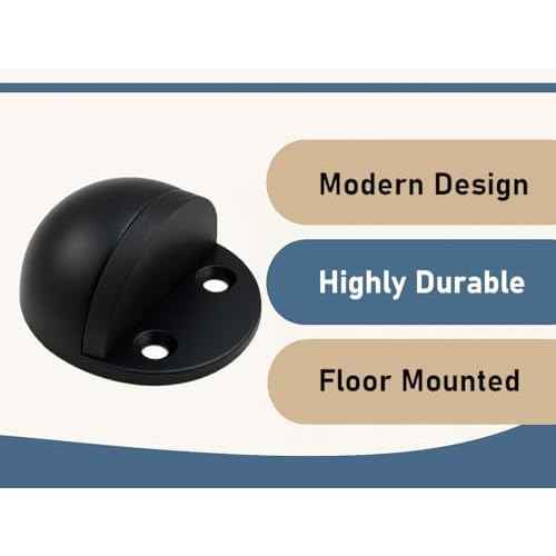 ANGSTROM Half Dome Door Stop ? Heavy Duty Floor Mount Door Stopper, Modern Low-Profile Design for Home & Office, Matte Black (8-Pack)