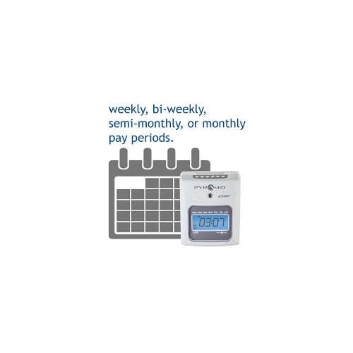 Pyramid Time Systems - Model 2500 Auto Aligning and Top Loading Time Clock [2500K1] Bundle Includes: Time Clock, 100 Time Cards, 2 Ink Ribbon cartridges, one 10 slot time card rack and 2 Security Keys