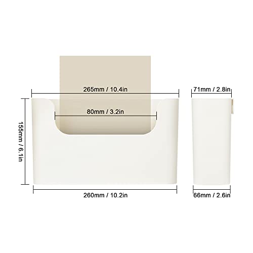 Cream White No Drilling Wall File Holder - Adhesive & Screw Mount Office Organizer